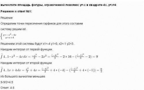 Вычислите площадь фигуры , ограниченной линиями y=-x^2-4x и y=x+4