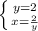 \left \{y = 2 } \atop {x= \frac{2}{y} }} \right.