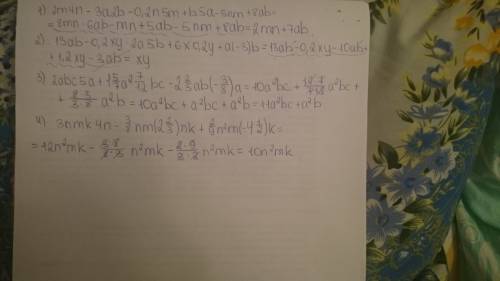 Запишите многолетний в стандартной форме: 1) (2m)(4n)-3a(.2n)(5m)+b(5a)-5nm+8ab 2)13ab-0.2xy-(2a)(5b