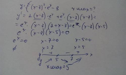 Найдите наибольшее значение функции y=(x^2+5x-5)*e^x найдите точку максимума y=((x-7)^2)*e^x-8