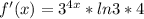 f'(x)=3^{4x}*ln 3*4