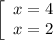 \left[\begin{array}{l} x=4 \\ x=2 \end{array}