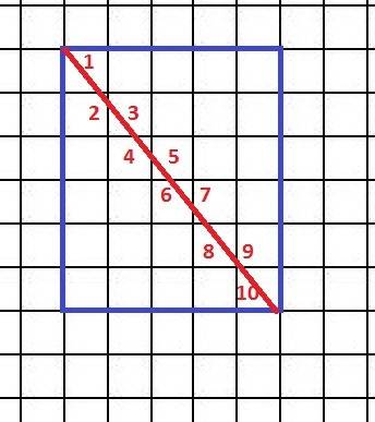 Дан прямоугольник 5х6, разбитый линиями сетки на единичные квадратики. найдите число отрезков, на ко