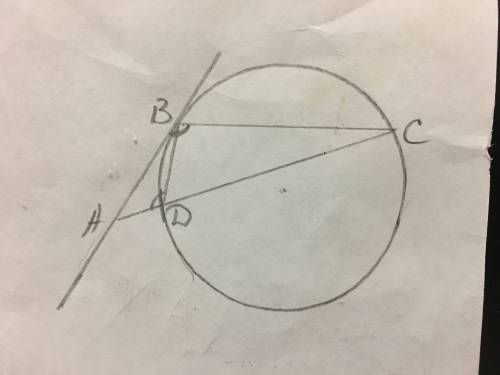 Окружность касается прямой ав в точке в .секущая ас пересекает окружность в точке d (точка d лежит м