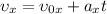 \upsilon_{x} = \upsilon_{0x} + a_{x}t