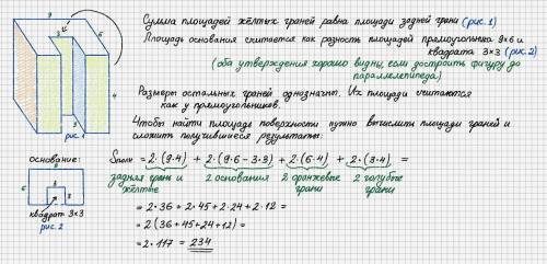 найдите площадь поверхности многогранника, изображенного на рисунке (все двугранные углы прямые).