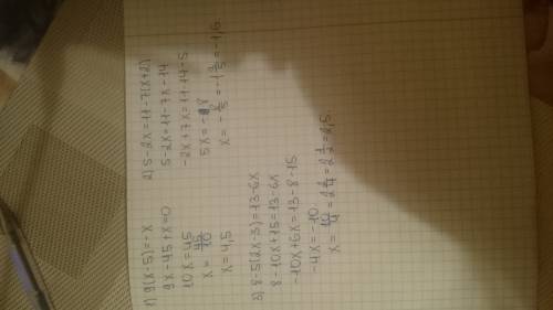 Найдите корни уравнения 1)9(х-5)=-х 2)5-2х=11-7(х+2) 3)8-5(2х-3)=13-6х
