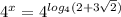 4^x=4^{log_4(2+3 \sqrt{2})}