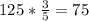 125* \frac{3}{5} =75