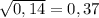 \sqrt{0,14} = 0, 37