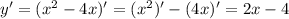 y'=(x^2-4x)'=(x^2)'-(4x)'=2x-4