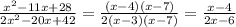 \frac{x^{2}-11x+28}{2x^{2}-20x+42}} = \frac{(x-4)(x-7)}{2(x-3)(x-7)}= \frac{x-4}{2x-6}