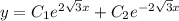 y=C_1e^{2 \sqrt{3}x}+C_2e^{-2 \sqrt{3}x}