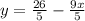 y= \frac{26}{5} - \frac{9x}{5}&#10;&#10;