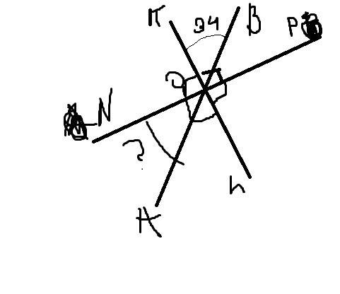 Прямые kl, np и ab пересекаются в точке о. причем kl перпендикулярна np и угол ков = 34 градуса. най