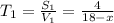 T_1 = \frac{S_1}{V_1} = \frac{4}{18-x}