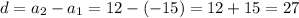 d=a_2-a_1=12-(-15)=12+15=27