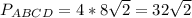 P_{ABCD}=4*8 \sqrt{2} =32 \sqrt{2}