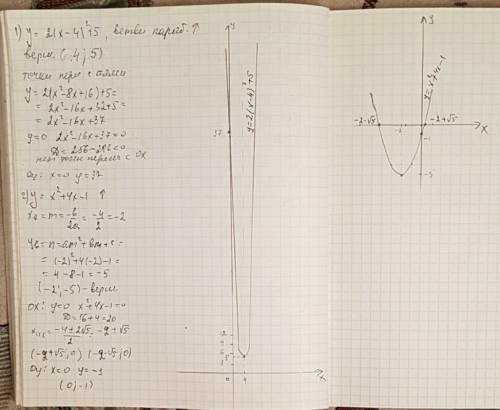 30 ! постройте график функции y=2(x-4)^2+5; y=-x^2+4x-1