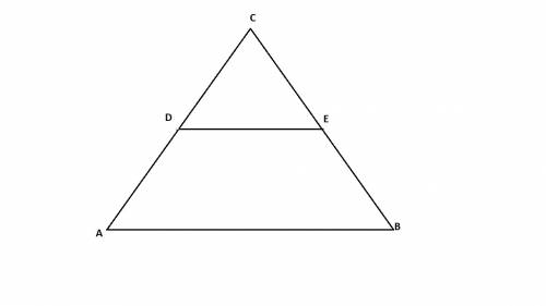 40 . решите . в треугольнике abc , de-средняя линия . площадь треугольника cde равна 25 . найдите пл