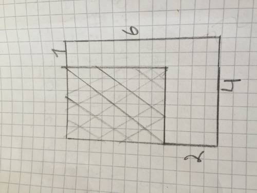 Из большого прямоугольника вырезали прямоугольник меньшего размера. низ 4 см, одна сторона 6 см, дру