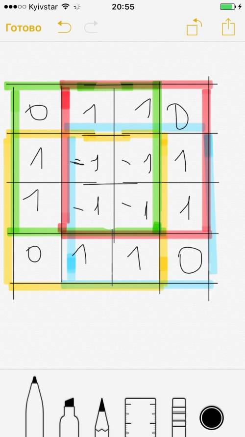 Как таблицу 4×4 заполнить числами 1, 0 и –1, так чтобы в любом квадрате 3×3 сумма чисел равнялась ну