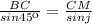 \frac{BC}{sin45к} = \frac{CM}{sinj}