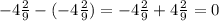 -4 \frac{2}{9} -(-4 \frac{2}{9} )=-4 \frac{2}{9} +4 \frac{2}{9} =0