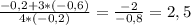 \frac{-0,2+3*(-0,6)}{4*(-0,2)} = \frac{-2}{-0,8} =2,5