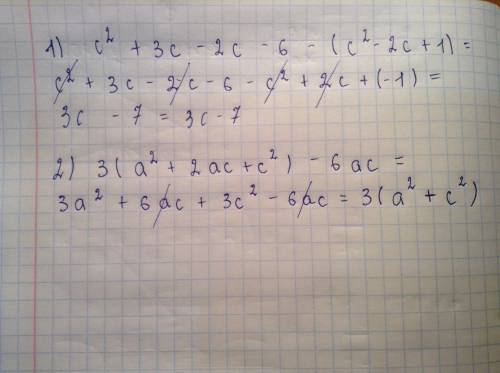 Выражение (с-2)(с+-1)^2= 3 (а+с)^2-6ac=