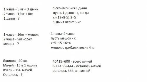 Решите со схемой и уравнением 1 на одной чаше весов 3 дыни одинаковой массы и гиря массой 5 кг, а на