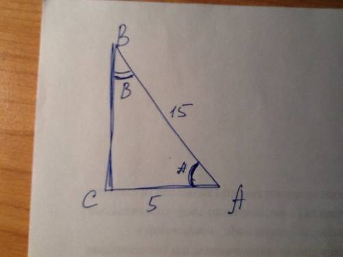 Известно : угол с = 90 градусов ab = 15 см ac = 5 см найти : sin: угол b tg : угол a