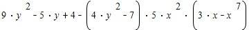 Выражение (9у^2-5у+-7) 5х^2(3х-х^7)