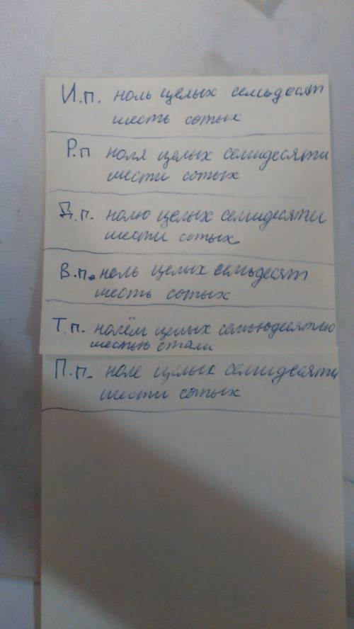 Просклонять числительное 0,76 по падежам