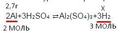 2,7 г al растворили в серной кислоте. найти v выделевшегося h2