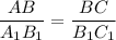 \displaystyle \frac{AB}{A_1B_1}=\frac{BC}{B_1C_1}