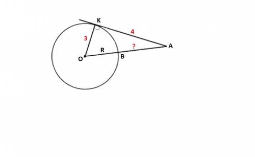 Прямая, проходящая через точку а, касается окружности радиуса 3 в точке к. найдите расстояние от точ