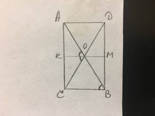 Сторона прямокутника вдвічі менша від діагоналі.знайдіть тупий кут між діагоналями прямокутника.будь