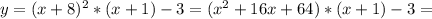 y=(x+8)^2*(x+1)-3=(x^2+16x+64)*(x+1)-3=