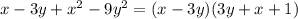 x-3y+x^2-9y^2=(x-3y)(3y+x+1)