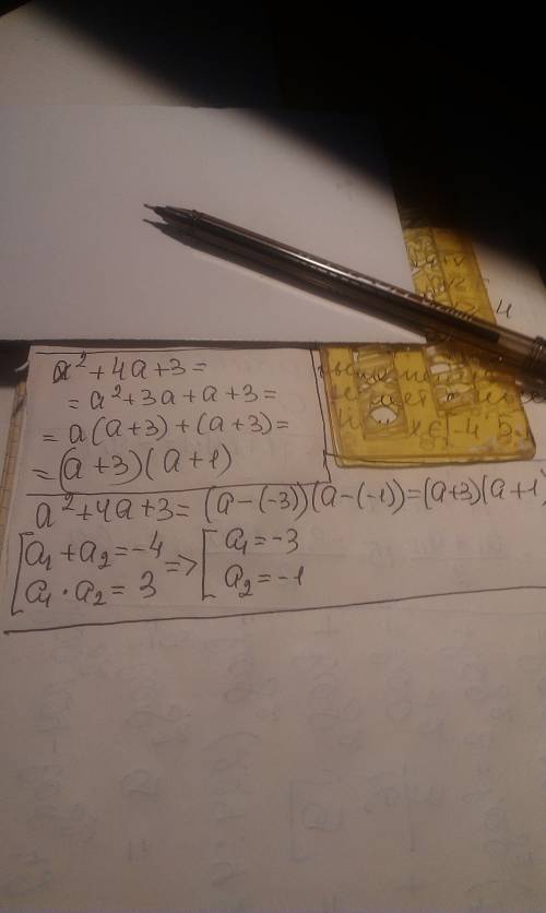 Разложите выражение a^2+4a+3 на множители, используя различные приёмы.