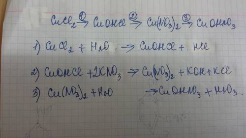 Осуществить хлорид меди - гидроксо хлорид меди - нитрат меди - гидроксо нитрат меди