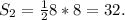 S_2= \frac{1}{2}8*8 = 32.