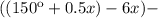 ((150к+0.5x)-6x)-