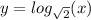 y = log_{ \sqrt{2} }(x)