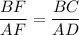 \dfrac{BF}{AF}=\dfrac{BC}{AD}