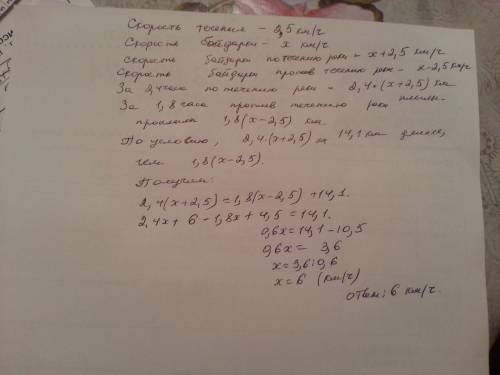 Туристы плыли на байдарке 2.4 часапо течению реки и 1.8часа против течения . путь который бойдарка п
