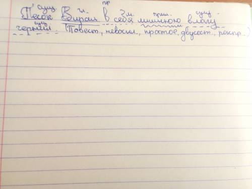 Песок вбирал в себя лишнюю влагу чернил. синтаксический разбор,?