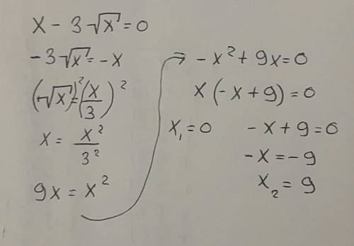 Решить уравнение . х - 3 (корня из х)=0