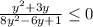 \frac{y^2+3y}{8y^2-6y+1} \leq0